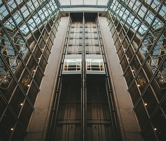 Exterior of elevator in tall building